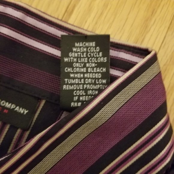 New York & Co. Stretch L/S V-Neck Button Up Striped Shirt Purple Womens Sz Large - Picture 9 of 10